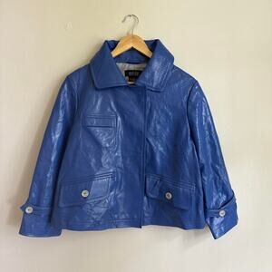 Y2K Vintage Cobalt Blue Leather Jacket Size M
